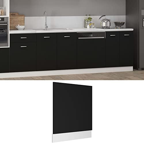 FIRBNUS Meuble de Cuisine Panneau de Lave-Vaisselle Noir 59,5x3x67 cm Aggloméré Meubles pour Armoire à Vaisselle Design Simple Panneau Peut Protéger Lave-Vaisselle Facile à Nettoyer