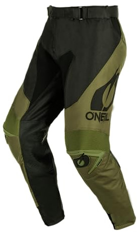 O'NEAL | Motocross-Hose | Enduro Motorrad | Strapazierfähige Denierstoffe, Leder-Hitzeschutz an beiden Knie-Innenseiten | Pants Mayhem Hexx V.24 | Erwachsene | Schwarz Grün | Größe 40