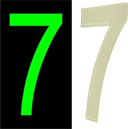 3D Acrylic Luminous House Door Numbers Glow in the Dark Stick On Self Adhesive Home Signs Hotel Office Appartments Mailbox Outdoor 6cm (Number - 7)