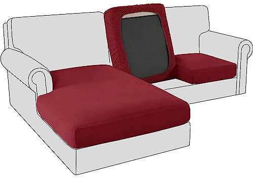 Sofa Sitzkissenbezug, Samt Stretch Bezug für Sofa Sitzkissen, Elastische Couchüberzüge, Sofasitzbezug Schonbezug Ersatz für einzelne Kissen (Großer 1-Sitzer,Weinrot)