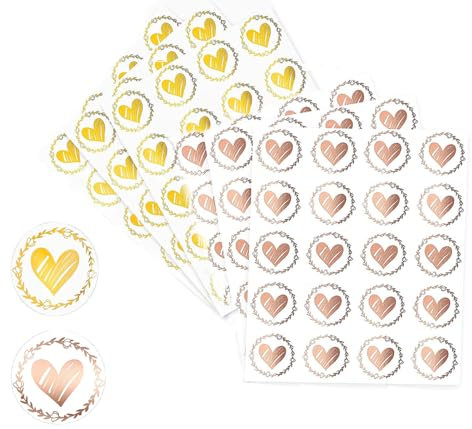 120 Stück Umschlag Aufkleber Herz, YiXuTag Briefumschlag Aufkleber Geprägtes Herz 3,2 cm Rund Herz-Aufkleber für Hochzeit Seinladungen Basteln, Umschlagaufkleber Siegelaufkleber(Zwei Farben)