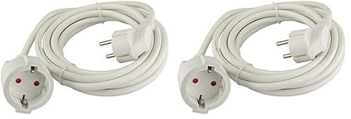 Cavo di prolunga 3 m, bianco (Schuko) H05VV-F 3G1,5mm² (Confezione da 2)