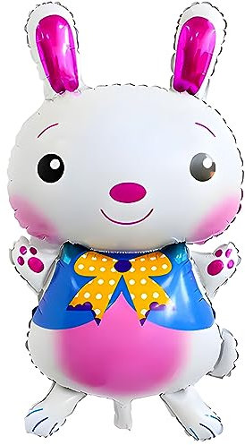 Folienballon Hase, Osterhase in Weiß, ca. 95 * 49 cm - Perfekt für Osterdekoration, Kindergeburtstage, Osterfeiern, Geschenkidee, Partyzubehör, Luftballon-Dekoration, Frühlingsfest, Ostereiersuche