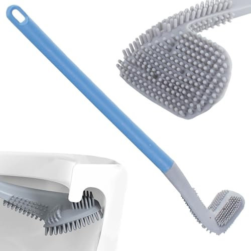 PARENCE.- Cepillo Curvo de Silicona para la Limpieza de baño - Perchero de Pared, Flexible, higiénico / 40x7x4,5 cm, Color Aleatorio - WC, baño