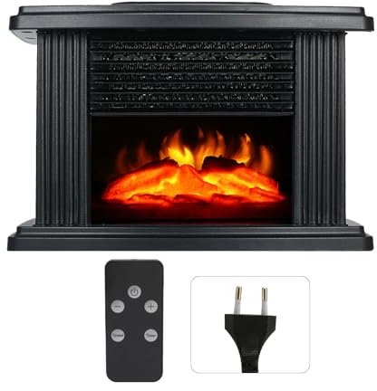 TOPINCN Elektrische Kaminheizung, Kleiner Elektrischer Kamin, Tragbarer Kaminofen mit Fernbedienung, 3D-simulierte Flamme, Freistehender Elektroherd, Heizung für den Innen- und