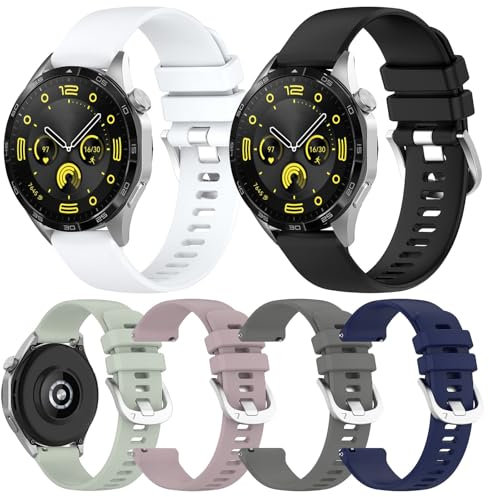 6 correas de reloj de silicona compatibles con Huawei Watch GT4 de 1.61 pulgadas, correa de reloj inteligente compatible con Garmin Venu 3S/Forerunner 265S, correa deportiva de repuesto suave, tipo 1