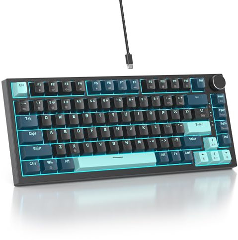 SOLIDEE Tastiera Meccanica Sostituibile a Caldo cablata al 75%,retroilluminazione RGB,Gasket TKL a 82 tasti,tastiera compatta NKRO con manopola di controllo del volume(82 Monstor(B))