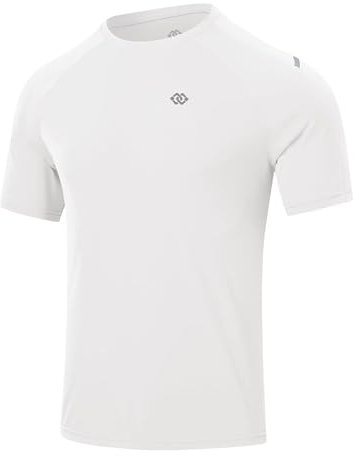MoFiz Camiseta Anti UV Hombre Rashguard Secado Rápido Manga Corta Transpirable Surf Correr Natación Blanco EU 2XL