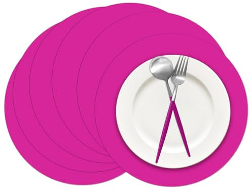 Datyiiha Platzsets aus Papier, rund, Einweg-Tischsets, dekorative Platzsets für Hochzeit, Brautparty, Hot Pink, Geburtstagsparty, Essdekoration, 100 Stück
