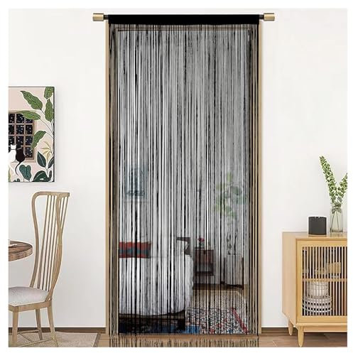 WFRGOPZI 200 x 100 cm Fadenvorhang Insektenschutz, Fliegenvorhang Terrassentür, Dekorative Gardine Raumteiler Fliegenschutz für Hochzeit, Café, Restaurant (Schwarz)