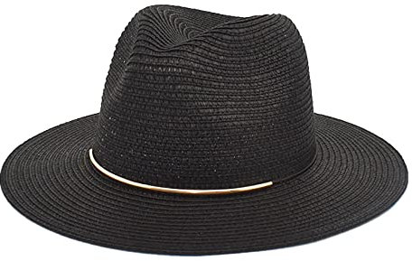 Herren- Strohhut Sommer Outdoor Reisen Sonnenschirm Sonne Strohhut Britischer Gentleman Jazz Hut Fischerhut Fischerhut Unter 10 Sommerhut Sonnenhüte Mützen Damen Damenhut Elegant (Black, One Size)