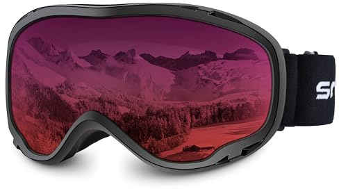 Snowledge Ski Snowboard Goggles with UV400 Protection, Skiing Snowboarding Goggles of Dual Lens with Anti Fog for Men, Women,Helmet Compatible