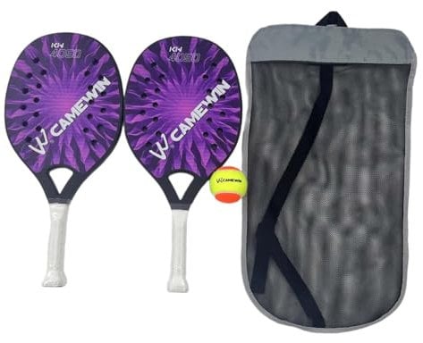 Baoblaze 2X Strand-Tennis-Schläger mit Aufbewahrungstasche, rutschfeste, schweißresistente Griff-Strand-Tennis-Paddel, LILA