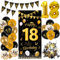 18 geburtstag deko, deko 18. geburtstag junge Happy Birthday geburtstagsbanner, luftballons 18 deko, Wimpelbanner Girlande Flagge, Konfetti 18. tischdeko, Geschenke für 18 jährige jungen