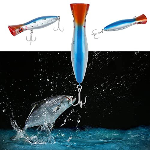 Nimomo Topwater Angelköder Salzwasser-Angelköder Popper Bait, Topwater Tackle Zubehör für Verschiedene Angelumgebungen, Blaue Rückseite, 1 Stück