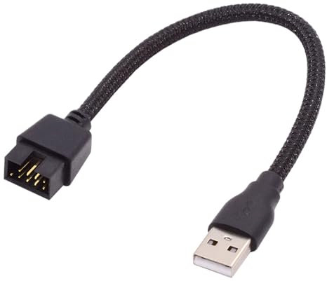 NFHK Câble d'en-tête simple USB 2.0 type A vers carte mère 9 broches 10 broches avec manchon 20 cm