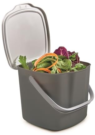 Snips - Pattumiera Umido e Organico Cucina con Coperchio Rimovibile e Manico 3L, Pattumiera Sottolavello - Secchio Spazzatura Bidoncino, Compostiera 20,5x18,5x16,7 - Grigio Scuro, Made in Italy