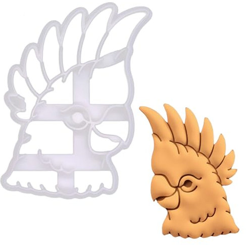 BAKERLOGY Kakadu Kopf Ausstechform - Detailliertes Keksausstecher-Design zum Backen und Basteln, ideal für Fondant, Teig, Ton