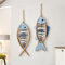 WSNCXFW 2 Stück 3D-Fisch-Wandkunst aus Holz, Küsten-Fisch-Wanddekoration aus Holz, Fisch-Wandskulptur, nautische Fisch-Wanddekoration, große handbemalte Fisch-Wanddekorationen zum Aufhängen