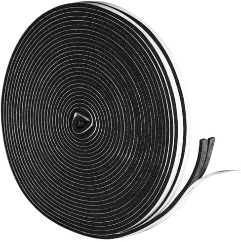Ruban isolant en mousse, 0,6 cm x 0,6 cm x 15,5 m, bande d'étanchéité pour portes et fenêtres, porte coulissante, joint d'étanchéité insonorisant pour climatisation
