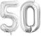 Geburtstags-Zahlenballons XXL-Riesen-Folienballons 40 Zoll – 101 cm Luftballons Geburtstag Jungen Mädchen Babyparty Geburtstagsdekorationen Jubiläumsparty-Dekorationen (Silber, 50)