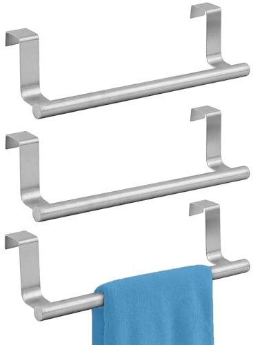 3 Pcs Over Door Towel Rail - Tea Towel Holder for Kitchen Cupboard, Drawer and Cabinet - Practical and Durable for Hanging Face Towels