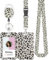 Uniclife Modische Sliding Ausweishülle Leopard Print Kunststoff Kartenhalter mit Einziehbaren Badge Reel Karabiner abnehmbare Lanyard Karte Schutz für Büroangestellte Krankenschwester Lehrer Student