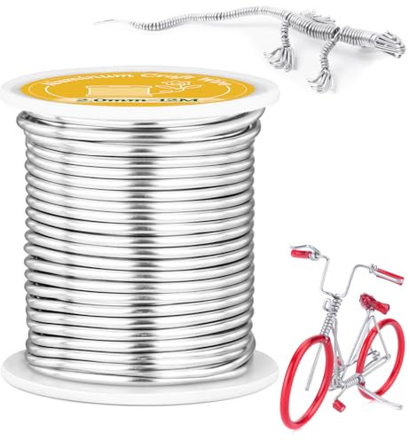 VynyQoo 2mm Alambre Manualidades con Moldeable, 12M Flexible y Doblable Aluminium Draht, Para Escultura DIY, Modelado, Creación de Joyas, Manualidades Florales Y Tejido de Alambre