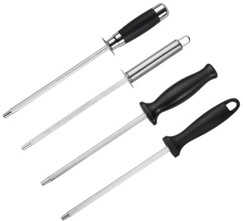 KOCKSHION 4piezas Afilador De Acero Inoxidable Profesional Mango Ergonómico Para Afilar y Pulir Utensilios De Cocina Chaira De Afilar Para Mejora De Dañados