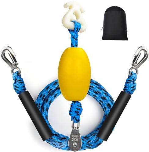 ASVAEVAS Self Centering Boat Tow Harness for Tubing, Boat Tow Rope Harness with Pulley and Large Hooks for Towing 1-4 Riders Towable Tubes, Pulling Water Skiing, Wakeboarding
