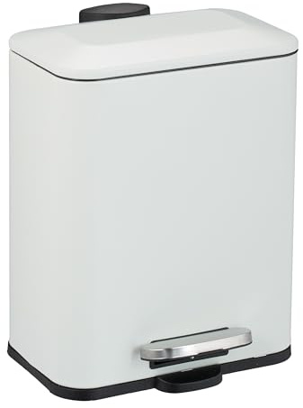 Relaxdays Poubelle de Salle de Bain, 5 L, Fermeture en Douceur, Aspect Mat, Seau Amovible, à pédale, Blanche