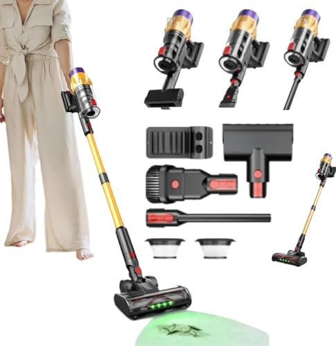Superstarker Akku-Staubsauger mit automatischer Stauberkennung/bis zu 60 Minuten Laufzeit Intelligent einstellbare Saugkraft für Teppichböden und Tierheime (Hepa-filtern,package 18.5*25*44cm)
