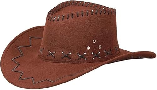 TrendandStylez Cowboyhut Velours – Western Hut für Damen & Herren – Cowboy Kostüm Accessoire in Braun, Schwarz, Weiß, Rot Wilder Westen Karneval, Fasching, Party, Festival Hut