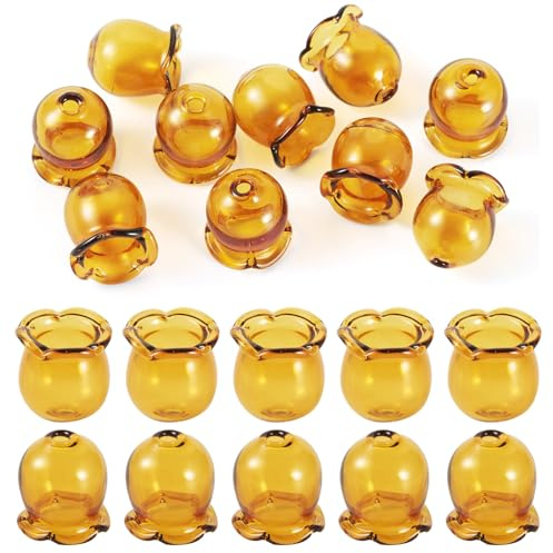 Bestewelry 10 pcs Campanula Flower Beads Cap Wind Bell Beads Floral Crystal Bead Cone for DIY Wind Chimes Earrings Jewelry Making, Yellow