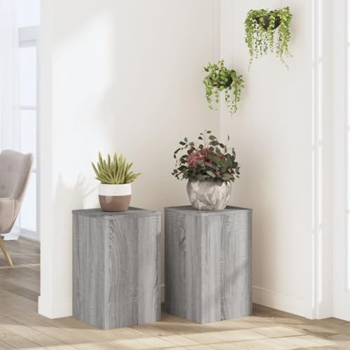 Mokuyary Soportes de Plantas 2 uds Madera Gris Sonoma 30x30x50 cm Estantería Hueca de Alta Resistencia Que se Puede Rellenar con Arena y Grava para Flor, Maceta,Planta de casa