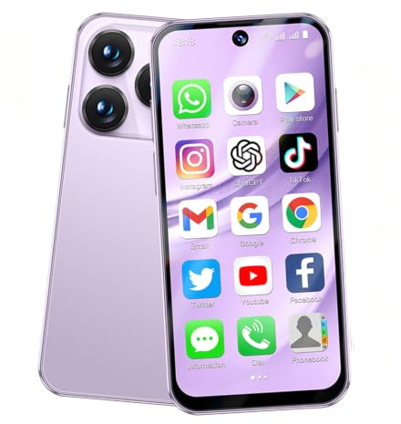 Longben Mini Smartphone Sbloccato, Android 12 4G, Display Full Screen 3,88, Dual SIM, Fotocamera HD 5MP+2MP, Batteria 1950mAh, GPS, Wi-Fi, Riconoscimento Facciale, OTG (3GB+32GB, Rosa)