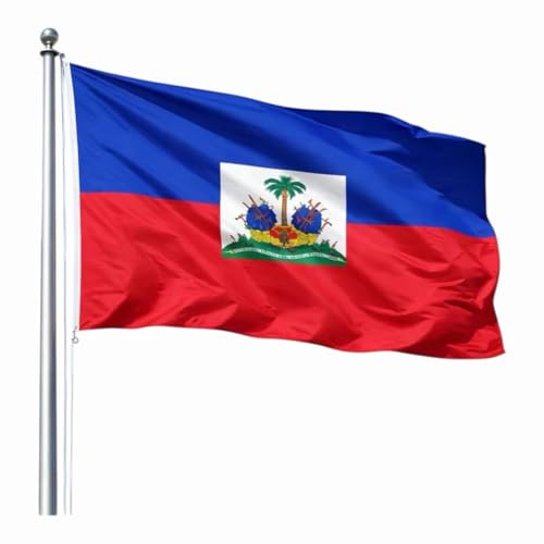 Drapeau Coupe du Monde 2026 - Drapeau national officiel 1,5 m x 90 cm, double face, avec œillets en laiton, États-Unis, Canada, Mexique (Haïti)