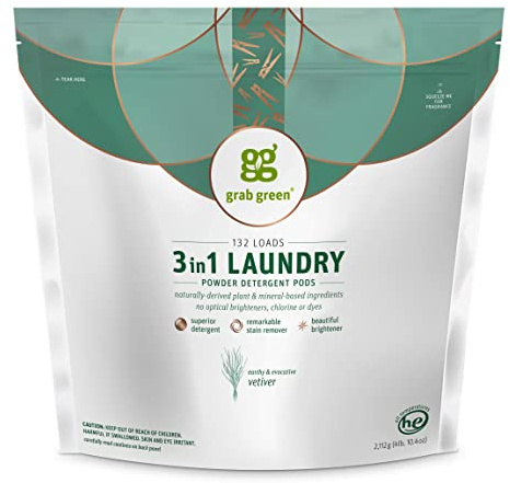 3 in 1 Waschmittel Pods, Vetiver, 132 Ladung - GrabGreen