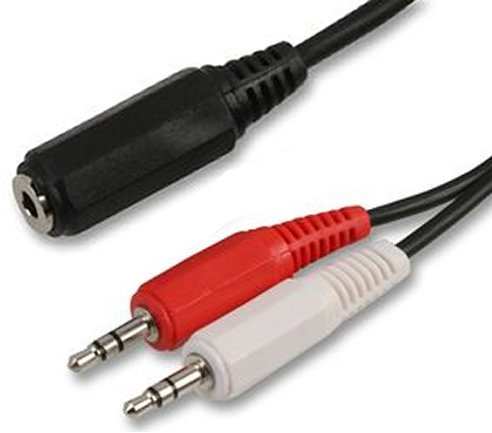 kenable 3.5mm Jack Socket to Twin Jack Plugs Splitter Cable for Sharing Speakers Between Two PCs Black 1.8m