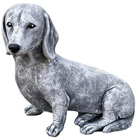 stoneandstyle Steinfigur Dackel Hund frostfest wetterfest Gartenfigur Steinguss