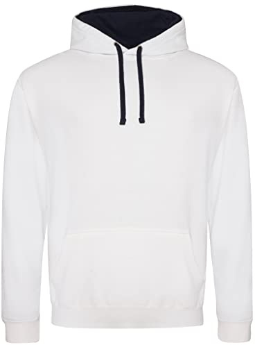 AWDis Men's Varsity Hoodie, Multicoloured (Arctic White/French Navy), Large