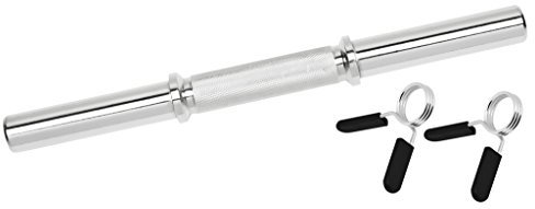 Bad Company Chrom Kurzhantelstange mit glatten Auflageflächen inkl. Federverschlüssen 30/31 mm I 1 Stück - 38 cm Hantelstange