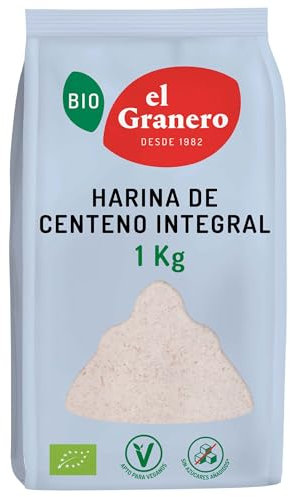 El Granero Integral - Harina Ecológica de Centeno Integral de 1 Kg - Sin Azúcar Añadido - Alto Contenido en Vitaminas B1 y B6 - Indicada para Elaborar Pan o Repostería