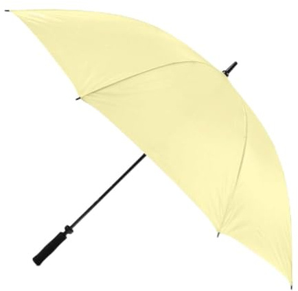 Cream Straight Stick Windproof Manual Open Large Golf Umbrella - 90cm Length, 120cm Canopy Span - Black Foam Handle - Mens & Ladies