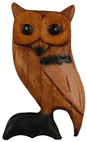 ART-CRAFT Holz-Eule Schnitzerei aus Albesia Holz 12cm