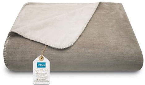 ZOLLNER Kuscheldecke zweifarbig in 150x200 cm - kuschelige Sofadecke in Fango - waschbar bis 40°C - langlebiges Mischgewebe - Hotelwäschequalität - Oeko Tex® Zertifiziert