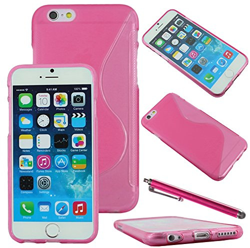 ebestStar - kompatibel mit iPhone 6 Hülle iPhone 6S Flex Silikongel Handyhülle, Klar TPU Schutzhülle, S-line + Stift, Pink