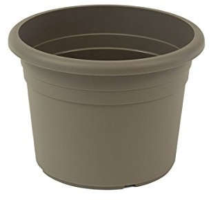 greemotion Pot de fleurs rond en plastique Ø 50cm 35L - Pot pour plantes extérieures et intérieures - Pot de jardin couleur taupe