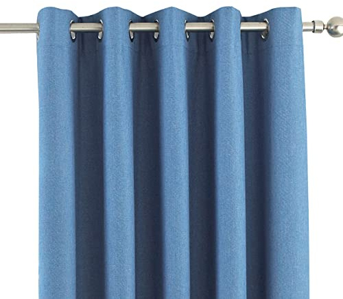 Riva Home Eclipse Blackout Eyelet Curtains, Polyester, Denim, 90 x 72 (229 x 183 cm)