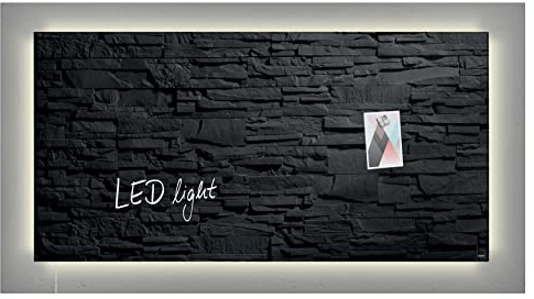 SIGEL GL457 Premium Glass Magnetic Board, Glossy Surface, 91 X 46 Cm, With Led Lighting, Easy Mounting, Anthracite - Artverum